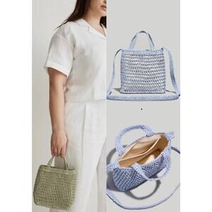 NWT Madewell The Small Transport Crossbody Bag: Straw Edition in Distant Peri